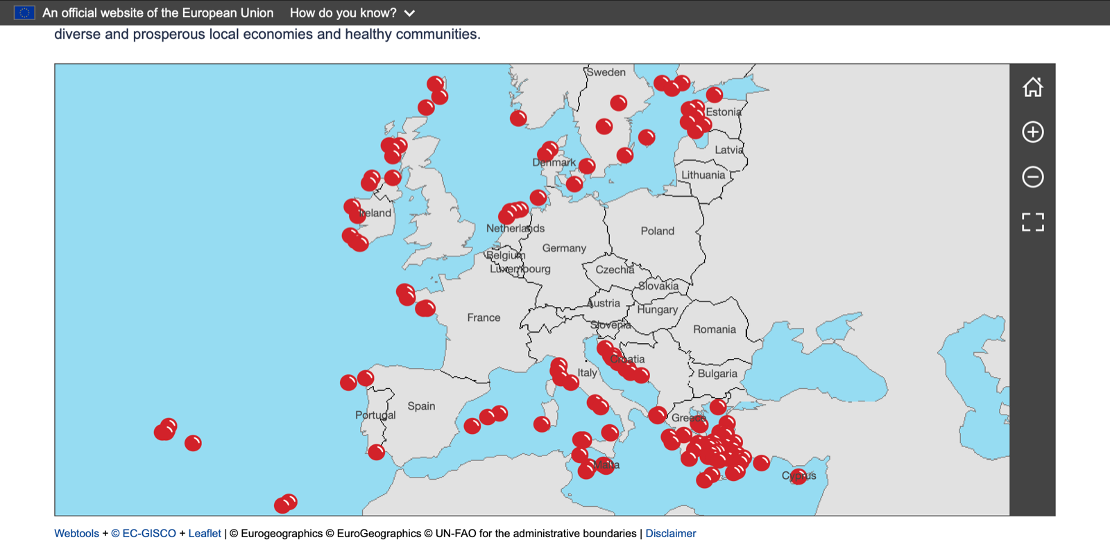 Map of European islands in the CE4EUI initiative